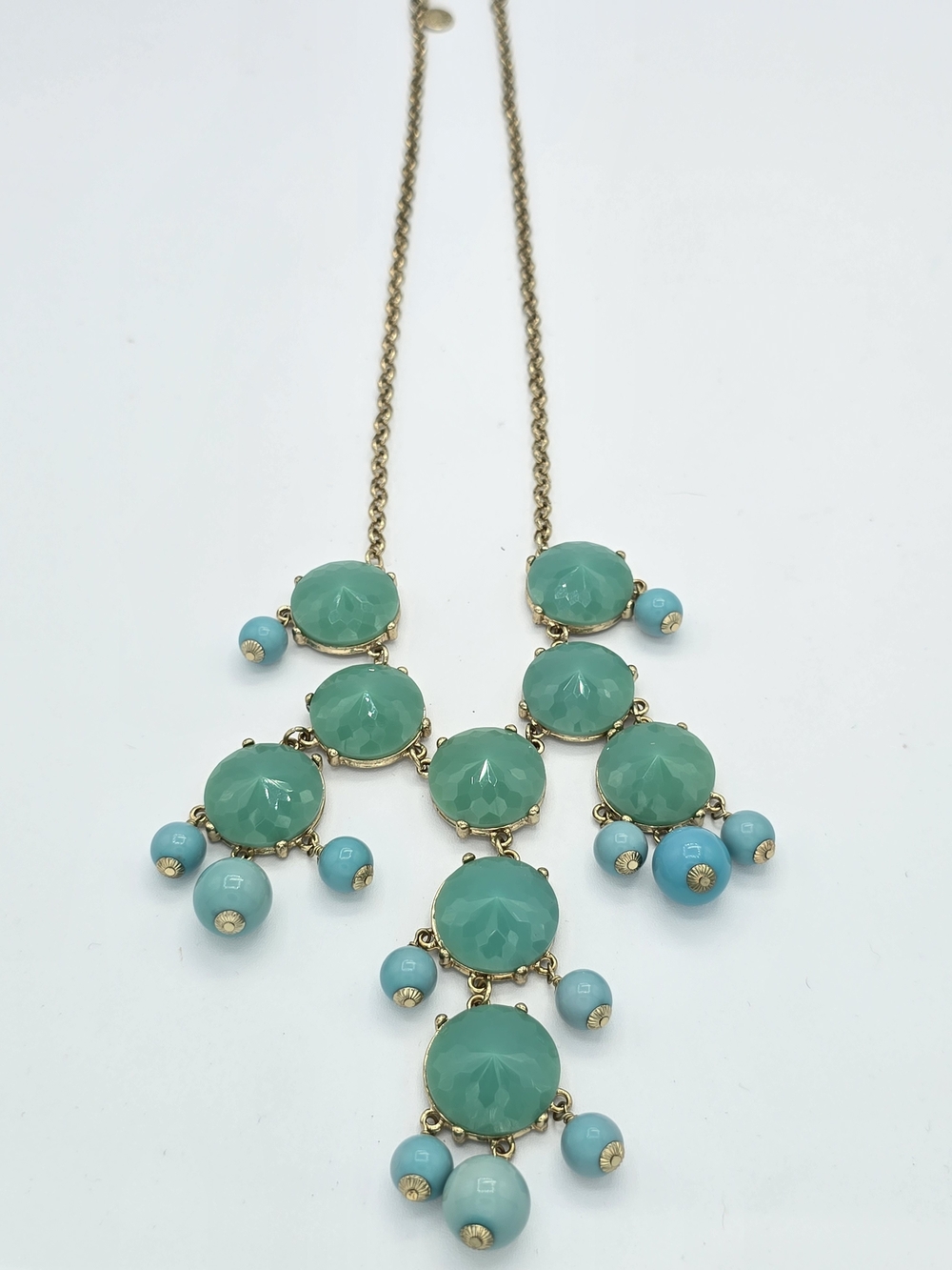 J.Crew Mint & Turquoise Faceted Stone Cluster Bib Necklace